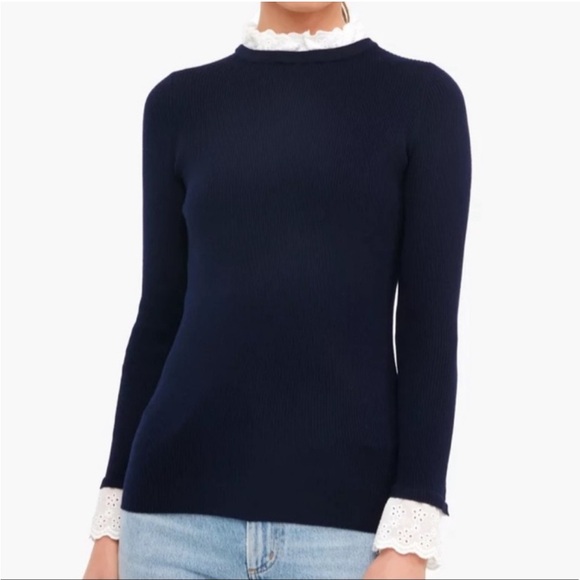 Tuckernuck Navy Rosemary Eyelet Knit Top (S) - Picture 2 of 7